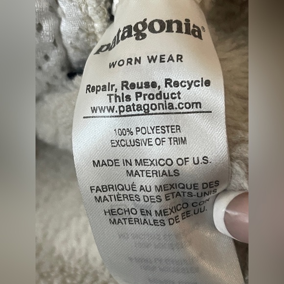 Patagonia Womens Re tool snap t fleece pullover tan/teal size M - Picture 3 of 6